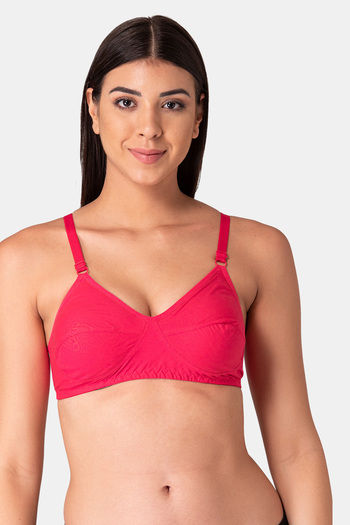 Buy Komli Single Layered Non-Wired Full Coverage Minimiser Bra - Dark Pink  at Rs.297 online