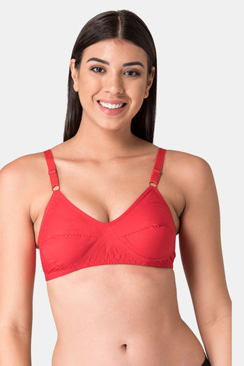 Buy Komli Single Layered Non-Wired Full Coverage Minimiser Bra - Red at  Rs.297 online