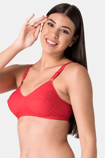 Buy Komli Single Layered Non-Wired Full Coverage Minimiser Bra - Red at  Rs.297 online