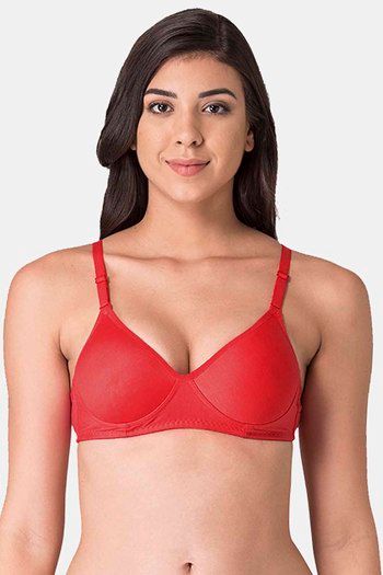 Buy Komli Padded Non-Wired Full Coverage T-Shirt Bra - Red at Rs