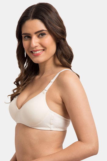 Buy Komli Padded Non-Wired Full Coverage T-Shirt Bra - Off White at Rs.284  online