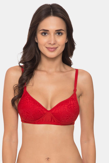Buy Lightly Padded Non-Wired Full Coverage Bridal Bra in Red