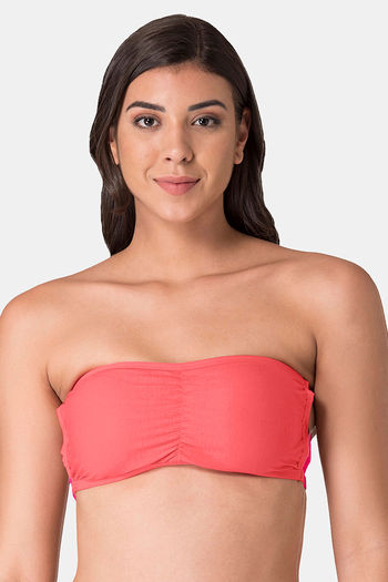 Buy Komli Thick Padded Fancy Bridal Net Pink T-Shirt Bra Online at