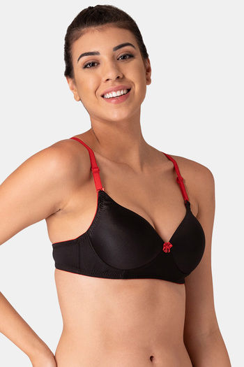 Buy Komli Padded Non-Wired Full Coverage T-Shirt Bra - Black at Rs