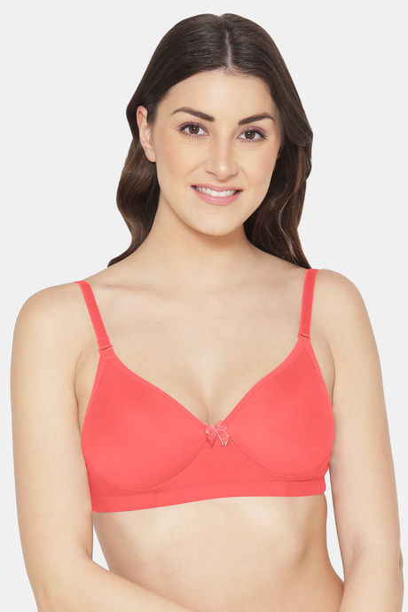 Buy Komli Lightly Padded Non Wired Full Coverage Bra - Coral at Rs.319  online