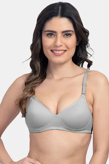 Buy Komli Lightly Padded Non Wired Full Coverage Bra - Grey at Rs.365 online