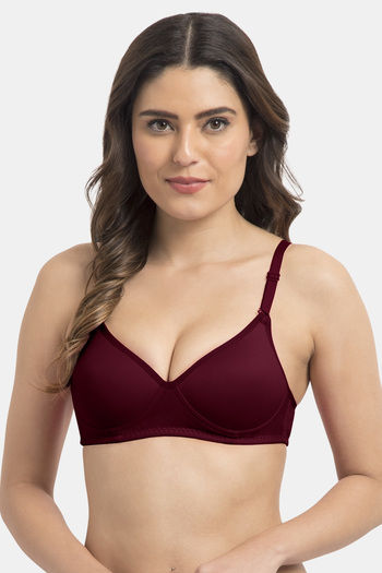 Buy Komli Lightly Padded Non Wired Full Coverage Bra - Wine at Rs