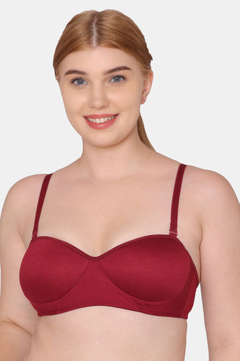 Buy Komli Padded Non Wired Demi Coverage T-Shirt Bra - Wine at Rs.338  online