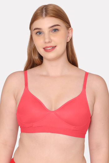 Buy Komli Padded Non Wired Full Coverage T-Shirt Bra - Coral at Rs.255  online