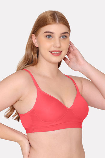 Buy Zivame Beautiful Basics Double Layered Non Wired Full Coverage Slip-On  Bra - Blue at Rs.452 online