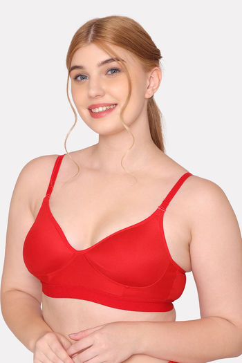Buy Komli Padded Non Wired Full Coverage T-Shirt Bra - Red at Rs