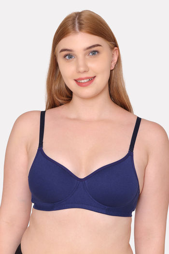 Buy Komli Padded Non Wired Full Coverage T-Shirt Bra - Navy Blue at Rs.365  online