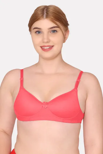 Buy Komli Padded Non Wired Full Coverage Backless Bra - Coral at Rs.319  online