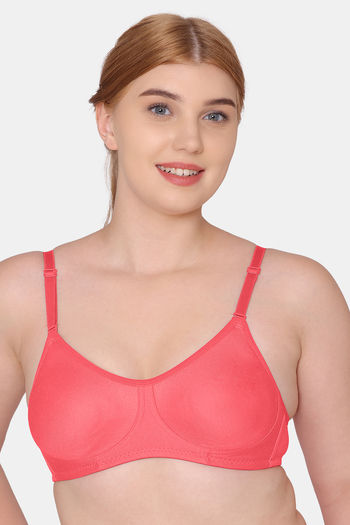 Buy Komli Double Layered Non Wired Full Coverage T-Shirt Bra - Coral