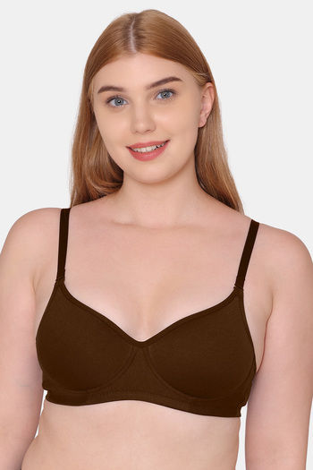 Buy Non-Padded Non-Wired Full Cup Everyday Bra in Brown - Cotton