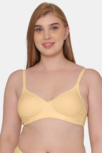 Buy PrettyCat Lightly Padded Non-wired With Lace Panel Demi Cup T-shirt Bra  Panty (Set of 2) Online
