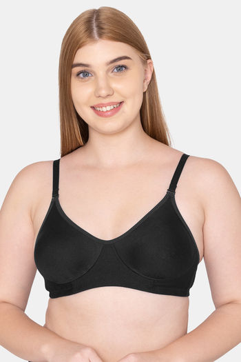 Buy Komli Double Layered Non Wired Full Coverage T-Shirt Bra - Black at  Rs.320 online