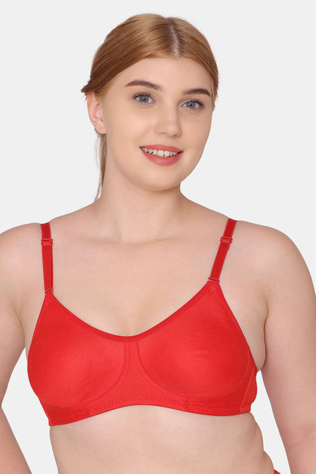 Buy Komli Double Layered Non Wired Full Coverage T-Shirt Bra - Red at Rs.320  online