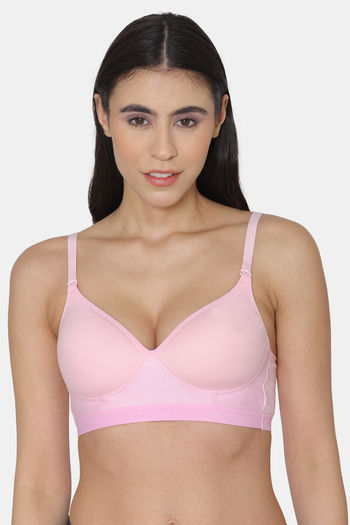 Buy Lovable Cotton Lightly Padded,Non Wired Full Coverage Pink Bra