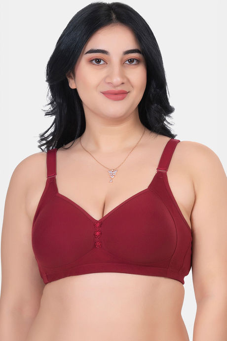 Komli Padded Non Wired Full Coverage Minimiser Bra - Wine
