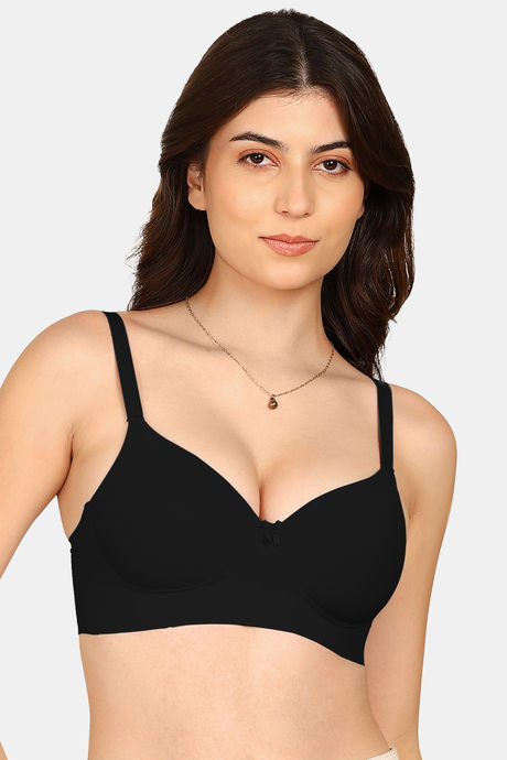 Komli Padded Non-Wired Full Coverage T-Shirt Bra - Black