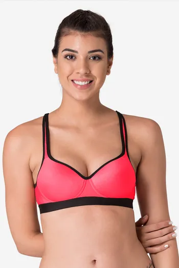 Buy Komli High Impact Padded Sports Bra - Dark Pink at Rs.410 online