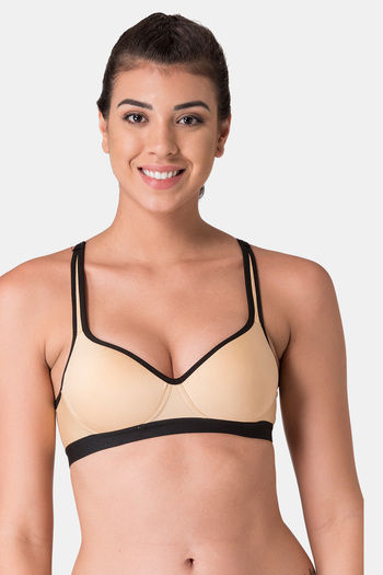 Buy Komli High Impact Padded Sports Bra - Skin