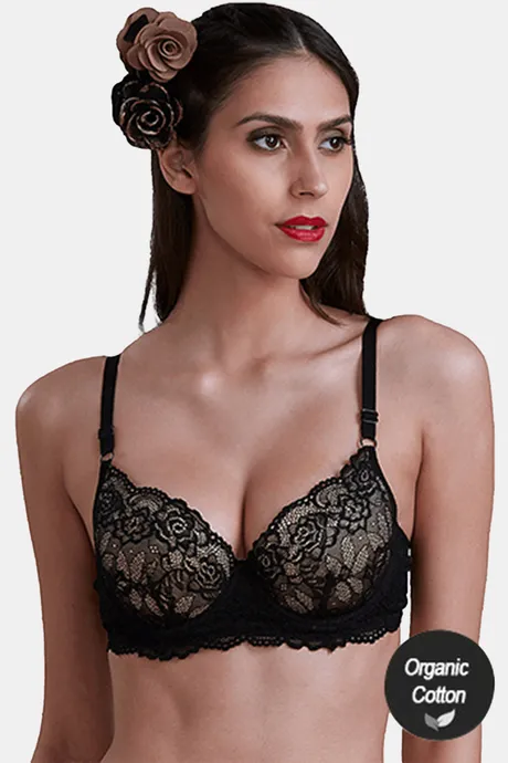 Inner Sense Organic Cotton Antimicrobial Lace touch T-shirt Bra