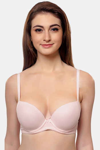 Buy InnerSense Organic & Antimicrobial Padded Wired Push Up Bra - Baby Pink  at Rs.779 online