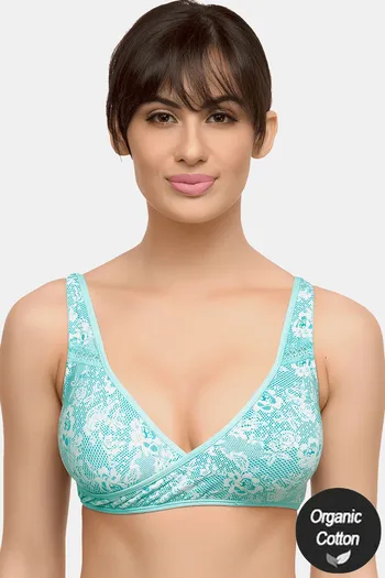 Buy InnerSense Organic & Antimicrobial Double Layered Wirefree Nursing Bra  - Aqua Print at Rs.685 online
