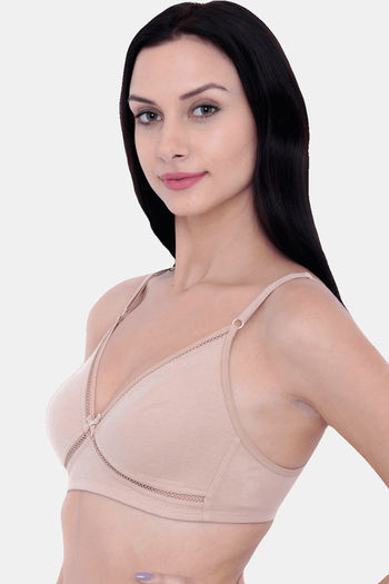 Buy InnerSense Organic Cotton Double Layered Wirefree Full Coverage Cotton  Lined T-Shirt Bra - Green at Rs.529 online