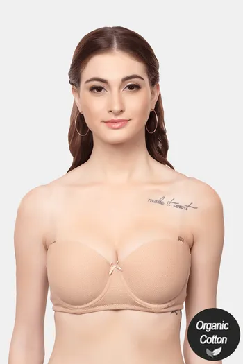 Buy InnerSense Organic & Antimicrobial Padded Wired Strapless Bra - Skin at  Rs.659 online