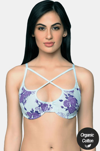 Buy InnerSense Organic & Antimicrobial Lightly Padded Wired Cage Bra - Purple Floral