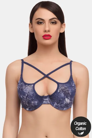 Buy InnerSense Organic & Antimicrobial Lightly Padded Wired Cage Bra - Blue Grunge