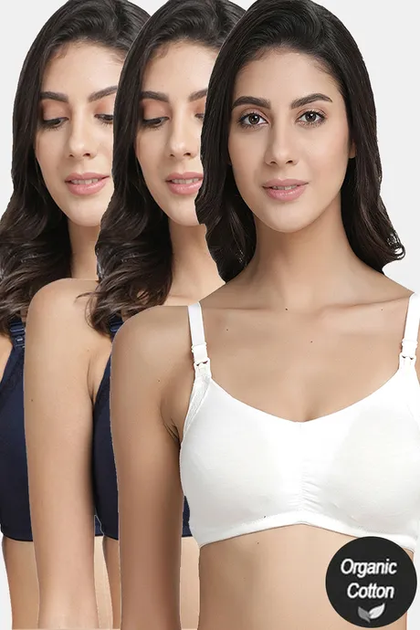 Buy InnerSense Organic Cotton Anti Microbial Soft Nursing Bra With Removable  Pads (Pack Of 3) - Assorted at Rs.2128 online