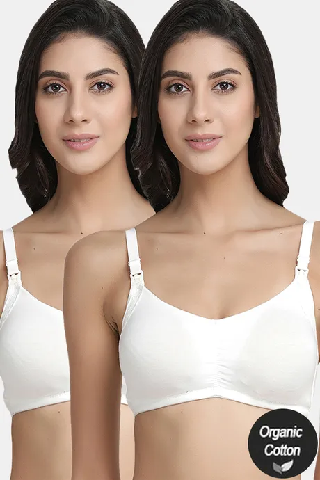 Buy InnerSense Organic Cotton Anti Microbial Soft Nursing Bra With Removable  Pads ( Pack Of 2) - White at Rs.1435 online