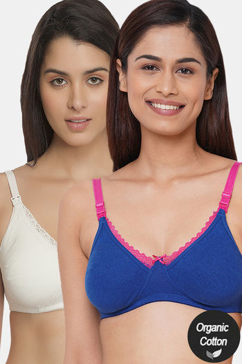 Buy InnerSense Organic Anti Microbial Laced Soft Nursing Bra (Pack Of 2) -  Assorted at Rs.1503 online