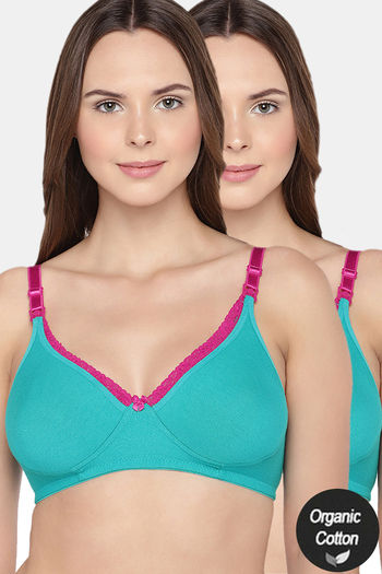 Buy InnerSense Organic Anti Microbial Laced Soft Nursing Bra (Pack Of 2) -  Green at Rs.1503 online