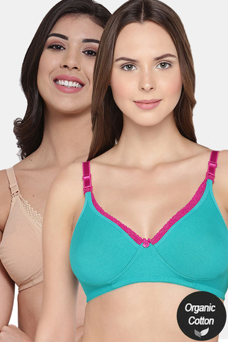 Buy InnerSense Organic Anti Microbial Laced Soft Nursing Bra (Pack Of 2) -  Assorted at Rs.1503 online