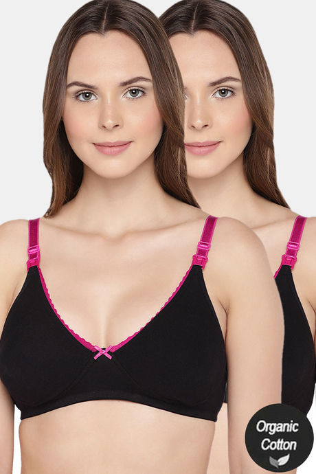 Buy Inner Sense Organic Cotton Antimicrobial Soft Cup Full Coverage Bras  (Pack Of 2)-Black online