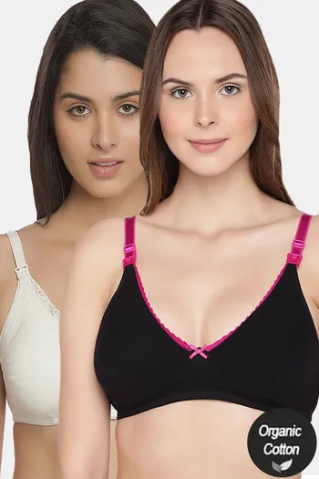 Buy InnerSense Organic Anti Microbial Laced Soft Nursing Bra (Pack Of 2) - Assorted