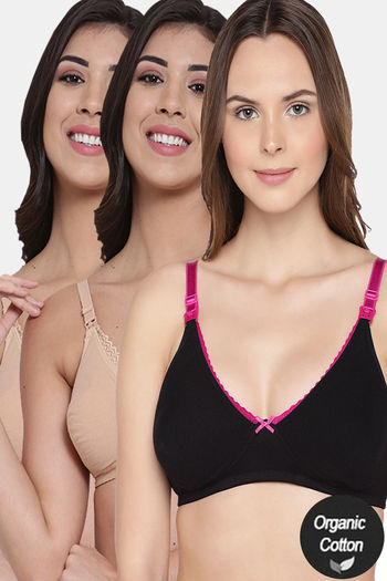 Buy InnerSense Organic Anti Microbial Laced Soft Nursing Bra (Pack Of 3) - Assorted