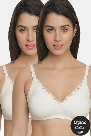 Buy InnerSense Organic Anti Microbial Laced Soft Nursing Bra (Pack Of 2) -  White at Rs.1503 online