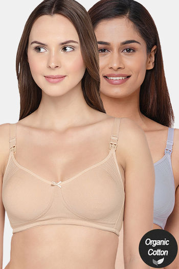 Adira Padded Non Wired Full Coverage Bralette (Pack of 2) - Grey