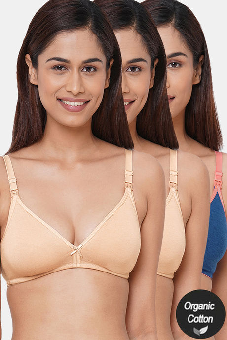 Buy Inner Sense Organic Antimicrobial Soft Nursing Bra Pack of 3 -  Multi-Color online