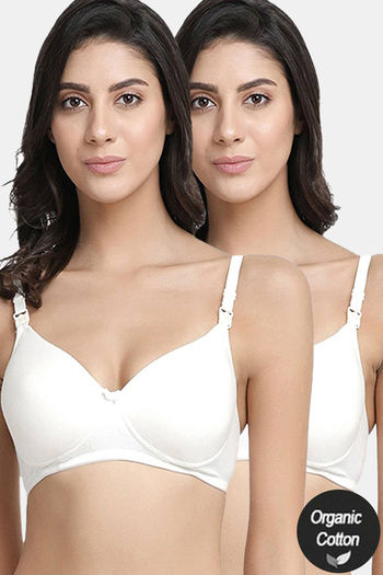 Buy InnerSense Organic Anti Microbial Padded Nonwired Feeding Bra - White  at Rs.1616 online