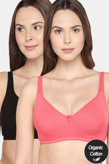 Buy InnerSense Organic Cotton Anti Microbial Seamless Side Support Bra (Pack Of 2) - Assorted