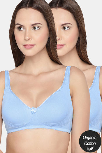Buy InnerSense Organic Cotton Anti Microbial Seamless Side Support Bra  (Pack Of 2) - Blue at Rs.986 online