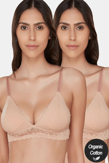 Inner Sense Women's Organic Cotton Antimicrobial Laced Cushioned Padded Bra