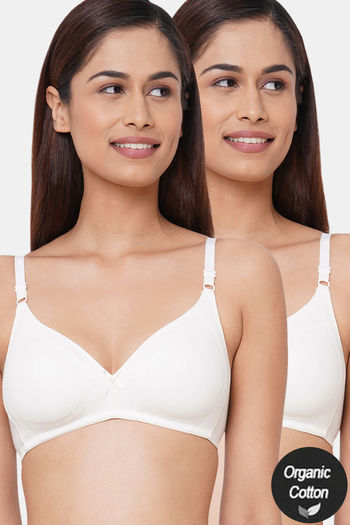 Buy InnerSense Organic Cotton Anti Microbial Seamless Triangular Bra With Supportive Stitch (Pack Of 2) - White